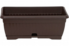 Ящик балконный 40*16 см с поддоном коричневый/пластик
