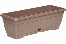 Ящик балконный 50*16,5 см с поддоном коричневый/пластик
