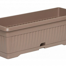 Ящик балконный 50*16,5 см с поддоном коричневый/пластик