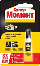 СУПЕР МОМЕНТ клей Универсальный туба на блистер-карте 3х1г (12шт)
