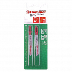 Пилка д/лобзика Hammer Flex 204-110 T118A  металл, 67мм, шаг 1.1-1.5 (2шт.)